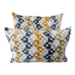 Pair of Rectangle Geometric Print Decor Pillows For Sale
