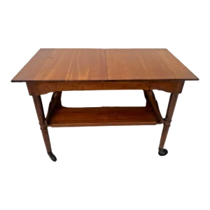 1990s Stickley Vintage Cherry Expanding Bar Tea Cart Server Butlers Table Rolling