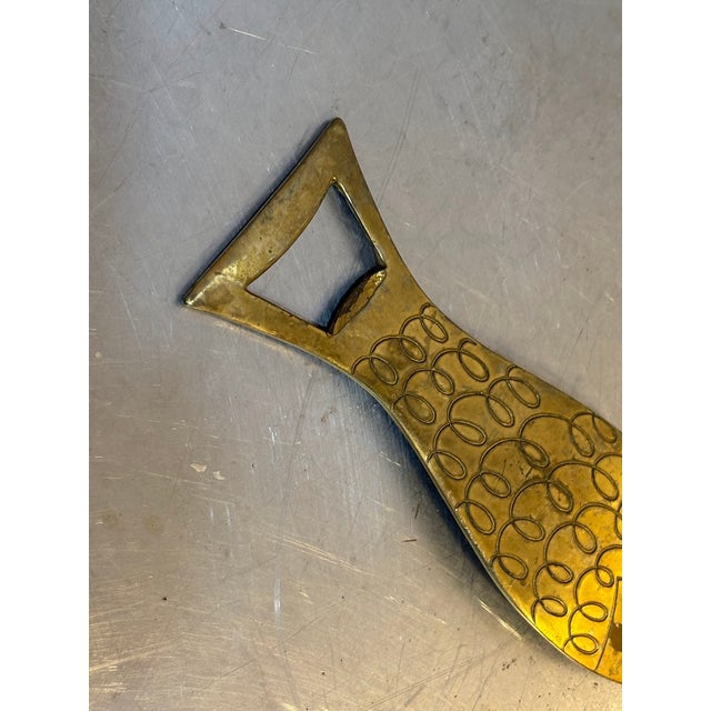 Mid-Century Modern Vintage Israeli Brass Fish Bottle Opener For Sale - Image 3 of 5