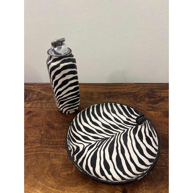 1960s Aldo Londi for Bitossi Rare Italian Zebra Glaze Ceramic Smoking Set For Sale - Image 10 of 12