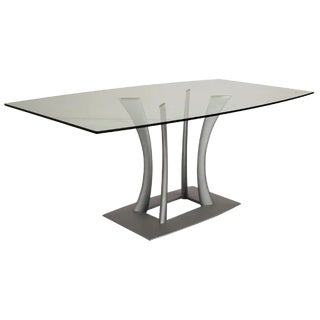 Glass Dining Table in Silver from Rolf Benz For Sale