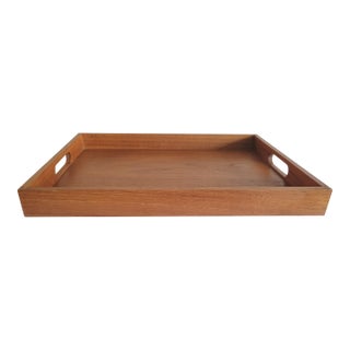 Vintage Danish Modern Solid Teak Serving Tray by Kalmar For Sale