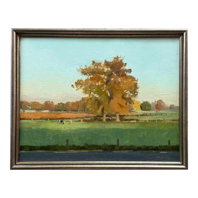 Autumn Train Ride Traditional Oil Painting by Caroline Gray For Sale