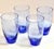 French Country Large Blue Glass Etched Glasses | Set of 4 For Sale - Image 3 of 3