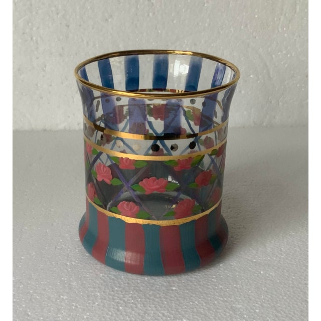 Mackenzie Childs 1990s Mackenzie Childs “Circus Rose Arbor” Pattern Tumblers - a Pair For Sale - Image 4 of 5