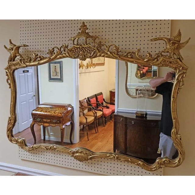 Chinese Friedman Brothers Large Gold Pagoda Chinese Chippendale Mirror 56 X 41 For Sale - Image 3 of 8