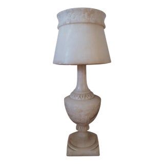 Antique Alabaster Table Lamp with Alabaster Shade For Sale