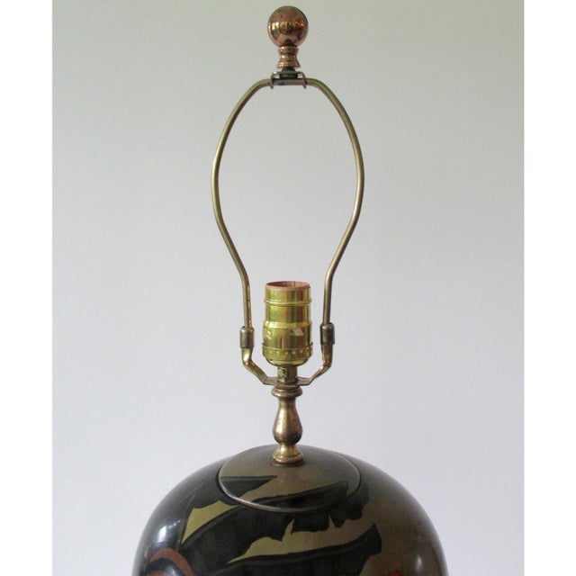 Red C.1950's-60's Gump'S Dept. Store Asian Chinoiserie Porcelain Ceramic Ginger Jar Lamp With Monkey Motif For Sale - Image 8 of 12