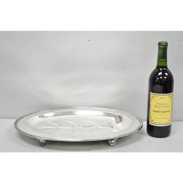 Vintage Crescent Regency Style Silver Plated Oval Cutlery Serving Platter Tray For Sale - Image 12 of 12