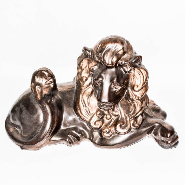 Mid Century Modern Hollywood Regency Gilded Plaster Lion Statue Chairish