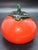 Figurative Vintage Inspired Hand Blown Red Glass Apple Paperweight With Green Stem For Sale - Image 3 of 3