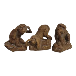 Whimsical Faux Bois See No Evil, Hear No Evil, Speak No Evil Monkey Room Statue Decor- Set of 3