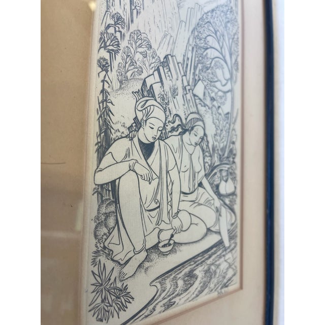 Mid 20th Century Mid 20th Century Framed Wood Engraving by John Buckland Wright for Rubaiyat of Omar Khayyam For Sale - Image 5 of 9