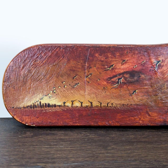 Surrealism Original Surreal Art on Shaped Wood – Tree and Abstract Figures Painting For Sale - Image 3 of 7