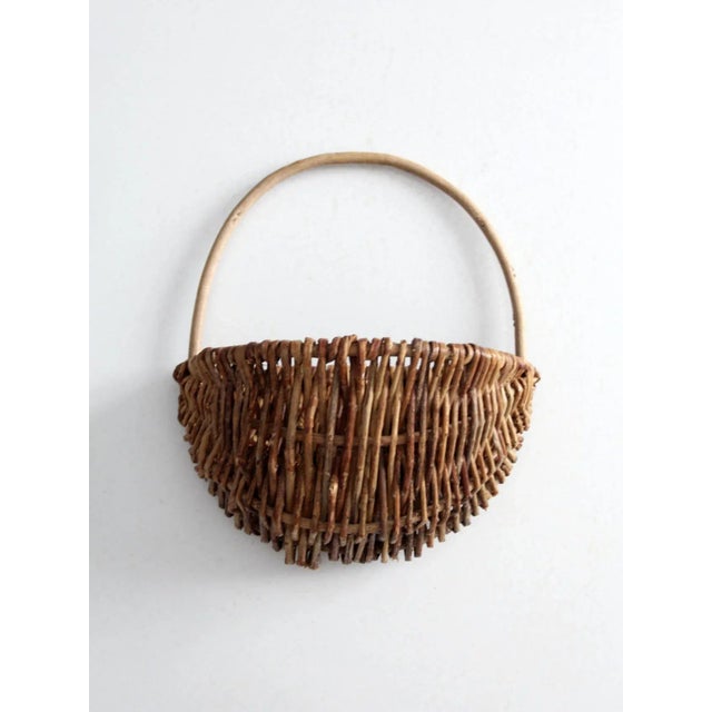 Wood Vintage Woven Wall Basket For Sale - Image 7 of 13