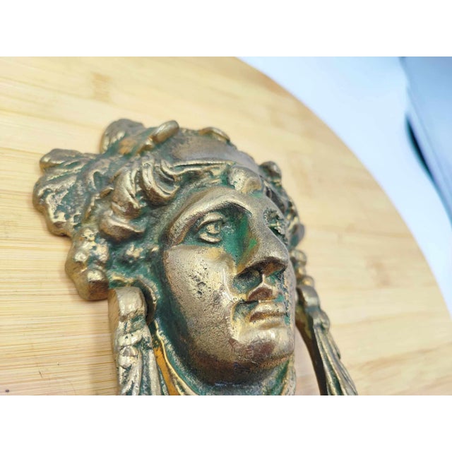 Pre-War Brass Knocker with Woman's Head, 1890s For Sale - Image 4 of 8