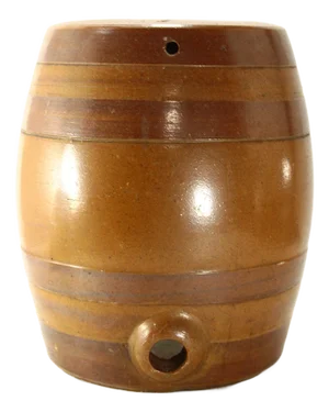 19th Century Brown Glazed Stoneware Cooler Dispenser, Barrel Shape, England
