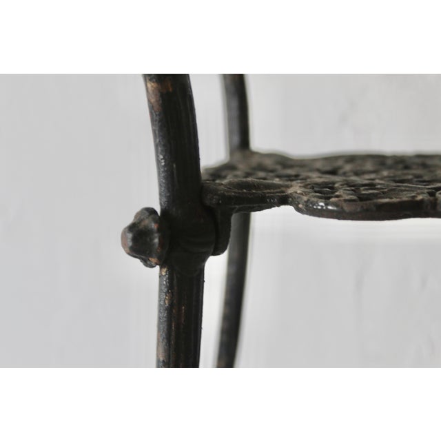 Vintage Wrought Iron Two Tier Marble Victorian Dragon Head Details Jardinière Plant Stand For Sale - Image 12 of 18