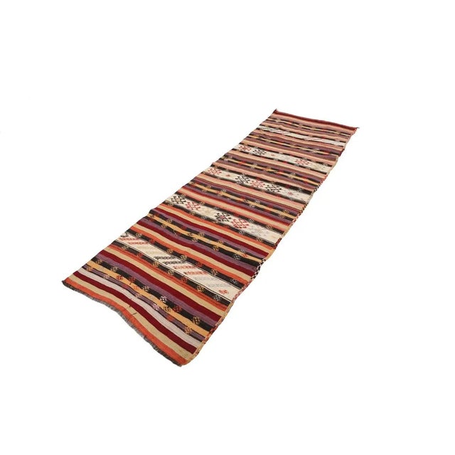 Traditional Mid 20th Century Vintage Striped Kilim Runner For Sale - Image 3 of 7