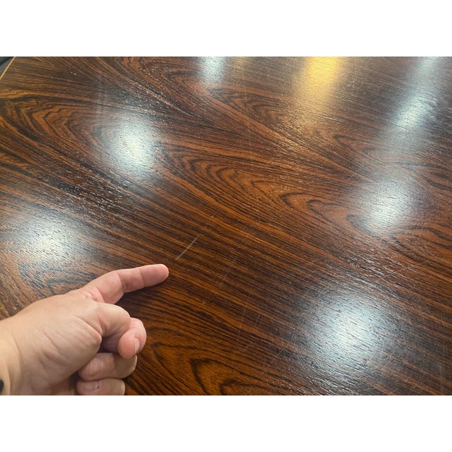 Fantastic Rosewood Grain Attributed to Florence Knoll 1960s 54” Circular Dining Conference Table For Sale - Image 11 of 12