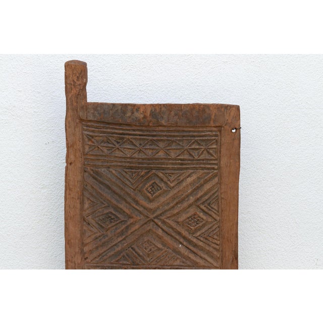 African Rustic Beautifully Carved Bandiagara Diamond Door For Sale - Image 3 of 8