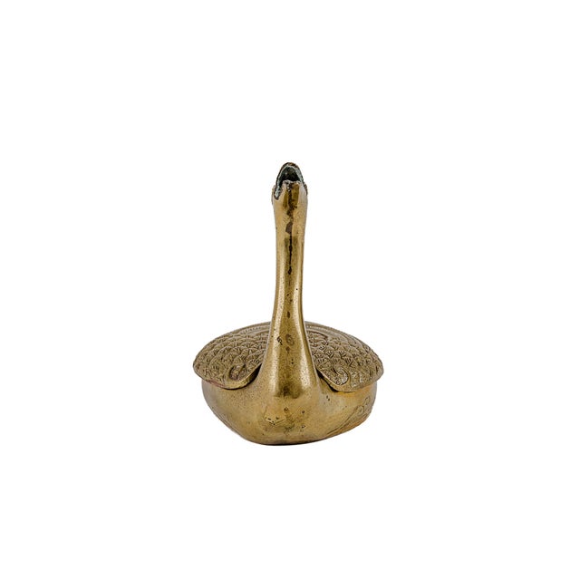 Metal Vintage Brass Swan Trinket Box For Sale - Image 7 of 12