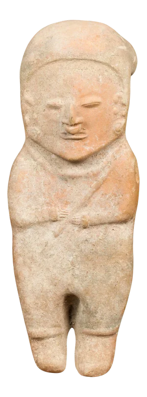 Petite Chinese Early Qing Dynasty Red Sand Figurine from the 17th Century