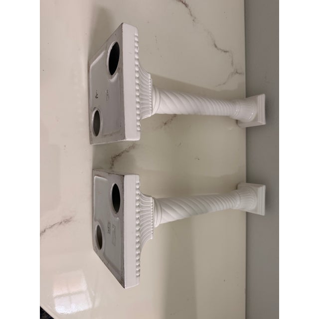 White Vintage Fitz and Floyd White Porcelain Candlesticks - A Pair For Sale - Image 8 of 10