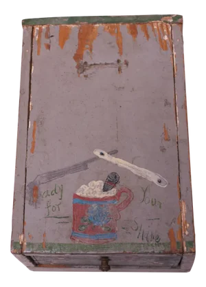 19th Century Folk Art Hand-Painted Shave Box / Caddy