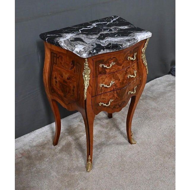 Brown 20th Century Louis XV Marquetry Parlor Cabinet For Sale - Image 8 of 18