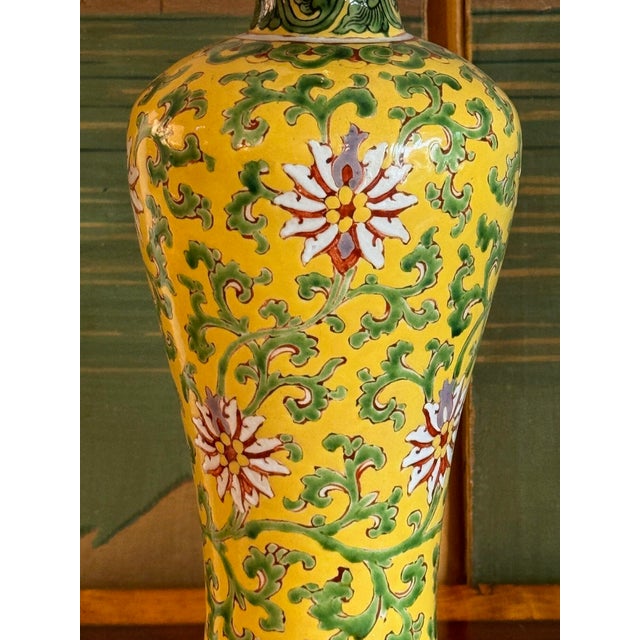 18th Century 18th Century Chinese Hand Painted Ceramic Vase Lamp With Water Gilt Base For Sale - Image 5 of 9