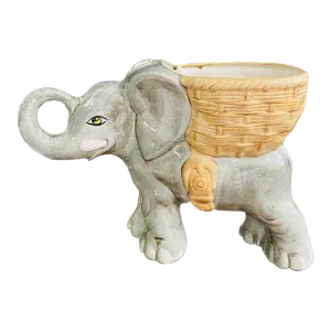1980s Elephant Ceramic Planter Jardinière Cachepot