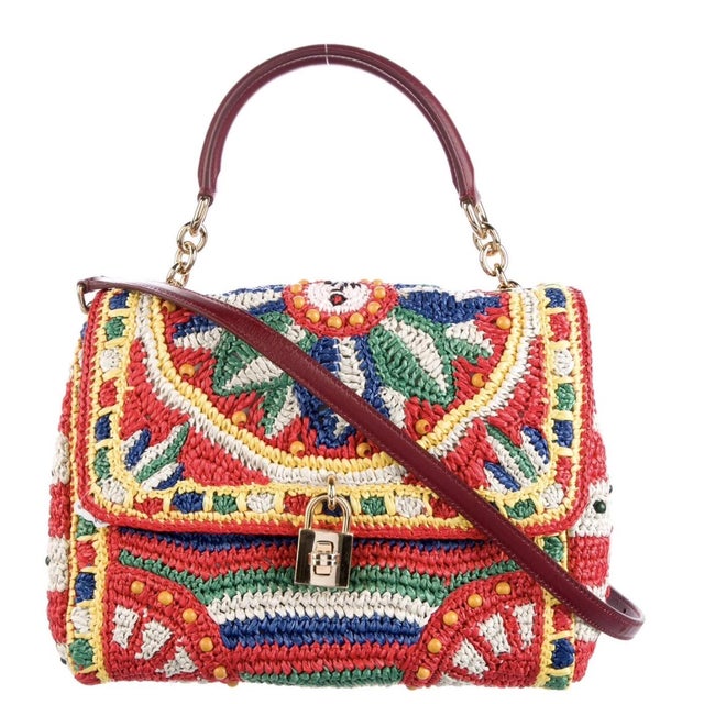 Dolce & Gabbana Miss Dolce Raffia Sicily Woven Top Handle Bag Shoulder Crossbody For Sale In Los Angeles - Image 6 of 18