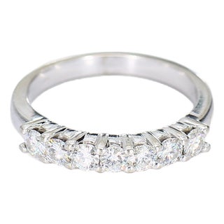 14k White Gold Seven-Stone Ring - Size 7.75 For Sale
