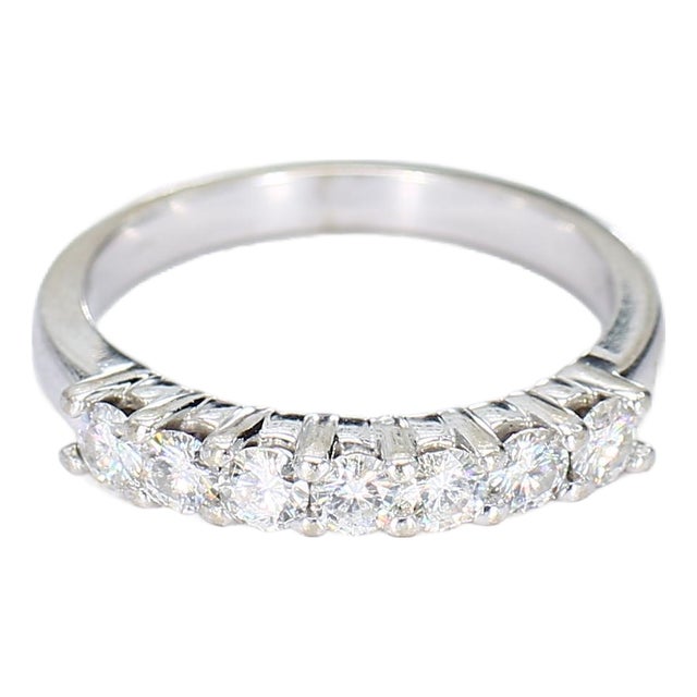 14k White Gold Seven-Stone Ring - Size 7.75 For Sale