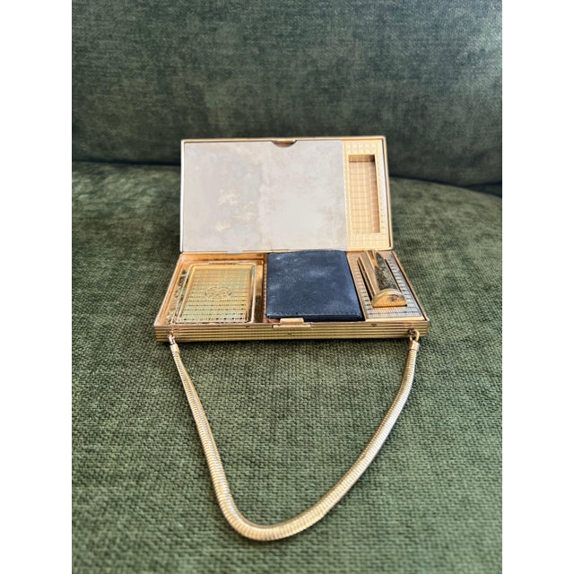 1950s Mid-Century Evans Wristlet Compact Vanity Kit and Cigarette Case For Sale - Image 12 of 18