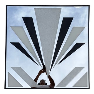 1990s Art Deco Revival Geometric Desing Framed Wall Mirror. For Sale