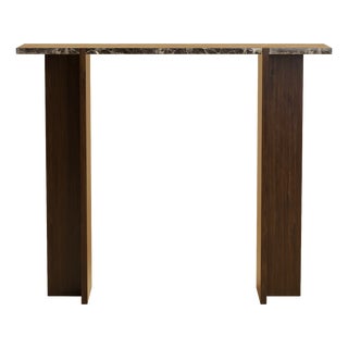 Emperador Dark Marble and Smoked Oak Console Table by Lebanto For Sale