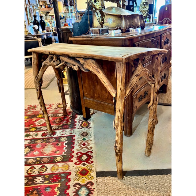 Rustic Rustic Driftwood Serpentine Console, Mid-Late 20th Century For Sale - Image 3 of 7