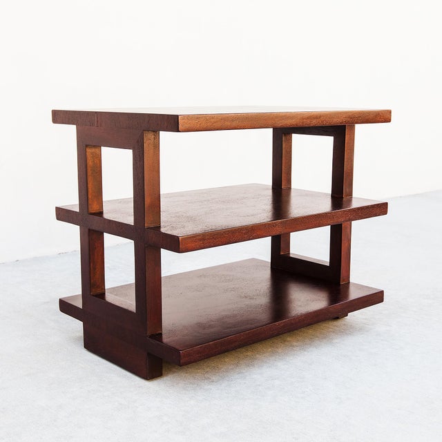 Wood 1940s Edward Wormley for Dunbar Model 4423 Tiered Mahogany Occasional Table For Sale - Image 7 of 15