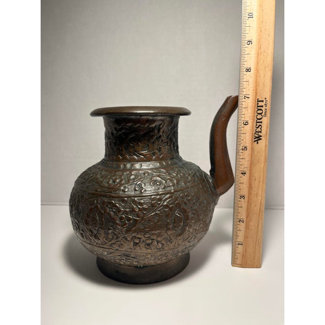 Metal 19th Century Antique Hindu Copper Kindi Holy Water Pot Hand Engraved Ritual Vessel For Sale - Image 7 of 9