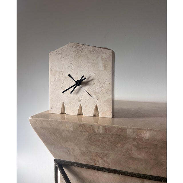 Postmodern Fossil Stone “ruins” Clock by Renoir Designs, Late 20th Century For Sale - Image 4 of 12