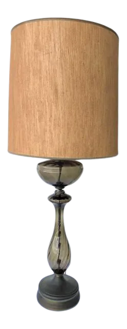 1960s Vintage Smoked Glass Lamp with Shade