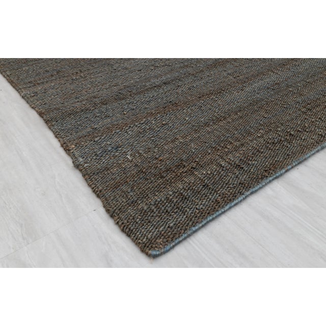 Gray Grey Solid Handwoven Premium Natural Jute Yarn Flatweave Rug 12x15 Ft. For Sale - Image 8 of 12