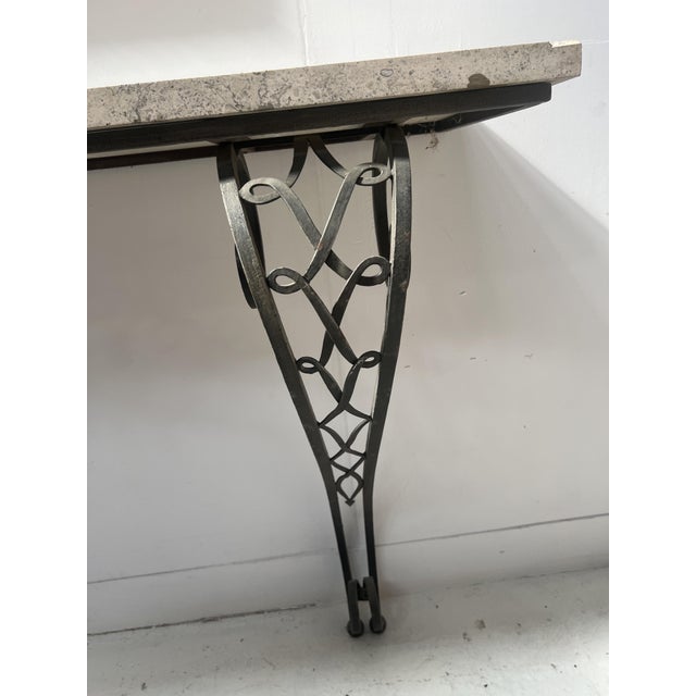 Metal Art Deco Style Console Table in Hammered Wrought Iron, 1900s For Sale - Image 7 of 14