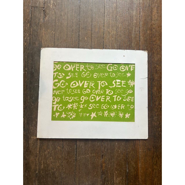1960’s original pop art folk art serigraph silk screen laid on matboard in the style of Corita Kent. Measures 22x18.5...