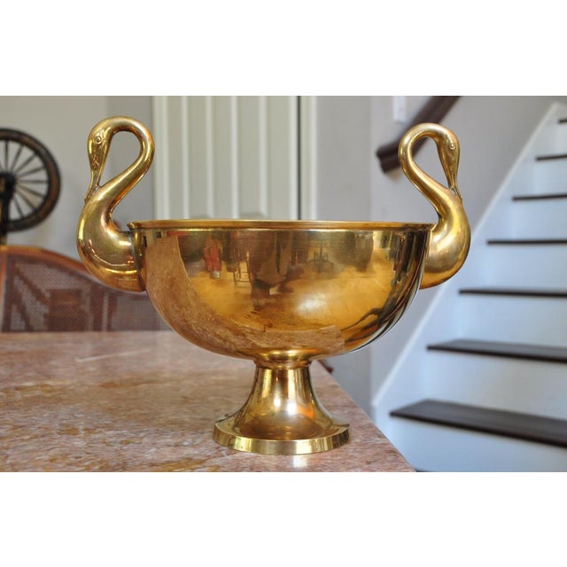 Brass Centerpiece Pedestal Bowl With Swan Handles Chairish