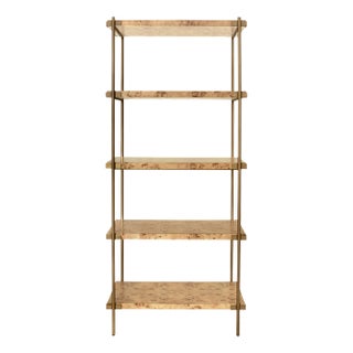 Matthew Izzo Home Harris Light Burlwood and Antique Brass Etagere For Sale