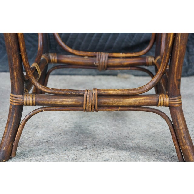 Mid-Century Modern Bentwood Woven Rattan Pedestal Table Sculpture Stand Boho 24" For Sale - Image 4 of 17
