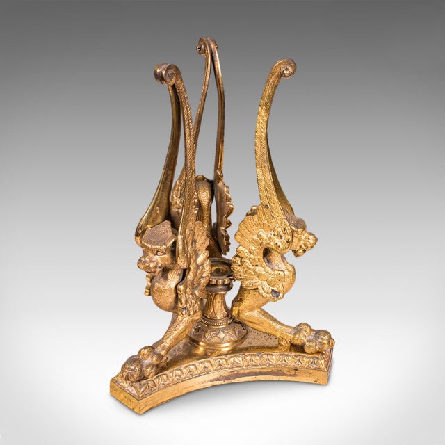 Antique Epergne, French, Gilt Bronze, Cranberry Art Glass, Flower Vase, c.1920 For Sale - Image 9 of 12